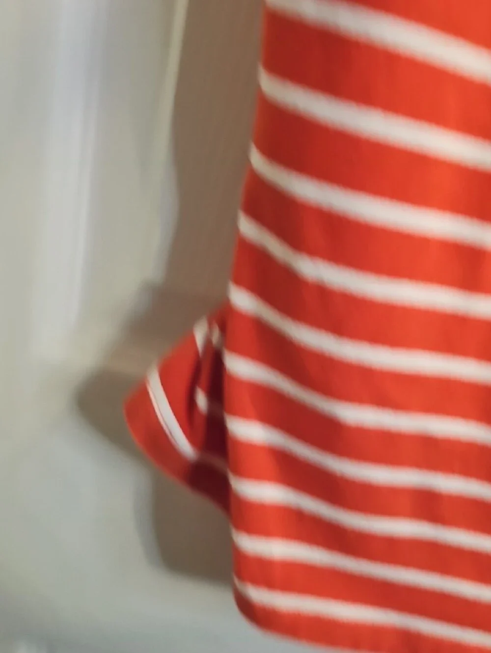 Michael Kors Orange & White Striped Short-Sleeve Scoop Neck Tee with Side Ruche